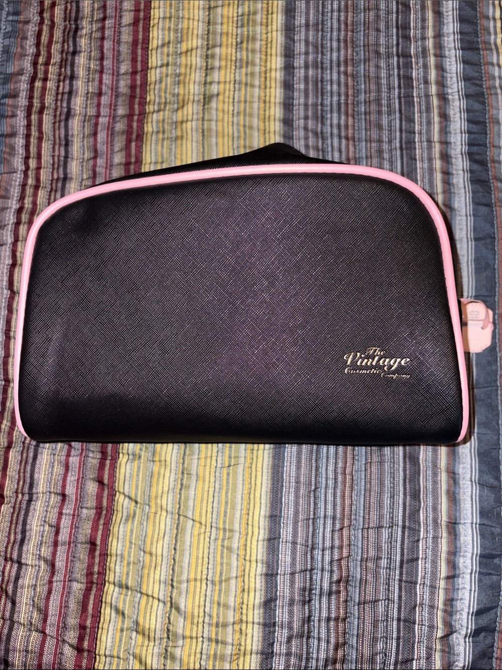 The Vintage Black and Pink Travel Cosmetic Bag